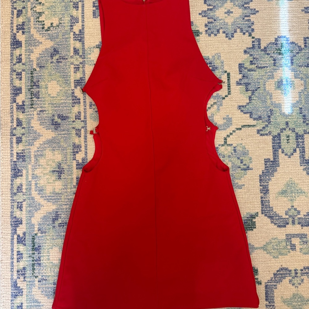 Zara Vibrant Red Cut-Out Mini Dress